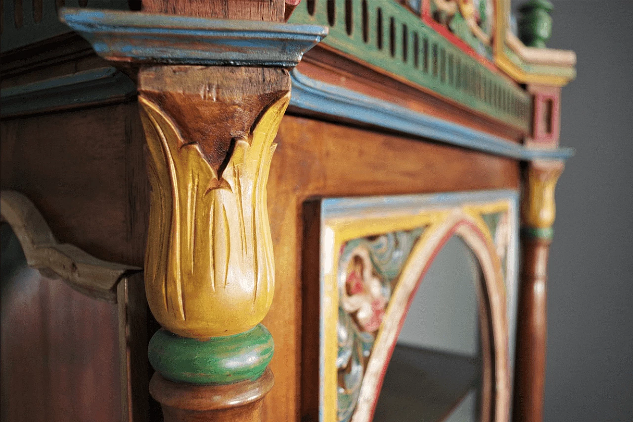 Hand-carved wooden display cabinet with door, 1970s 1372636