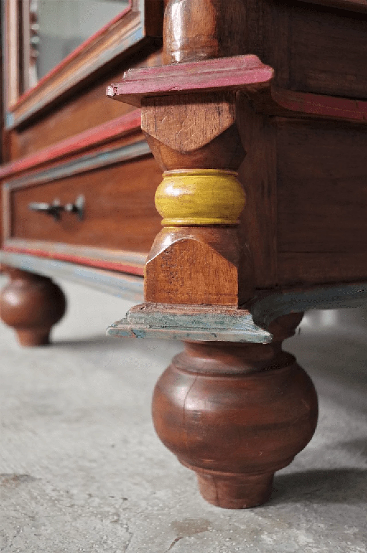 Hand-carved wooden display cabinet with door, 1970s 1372639