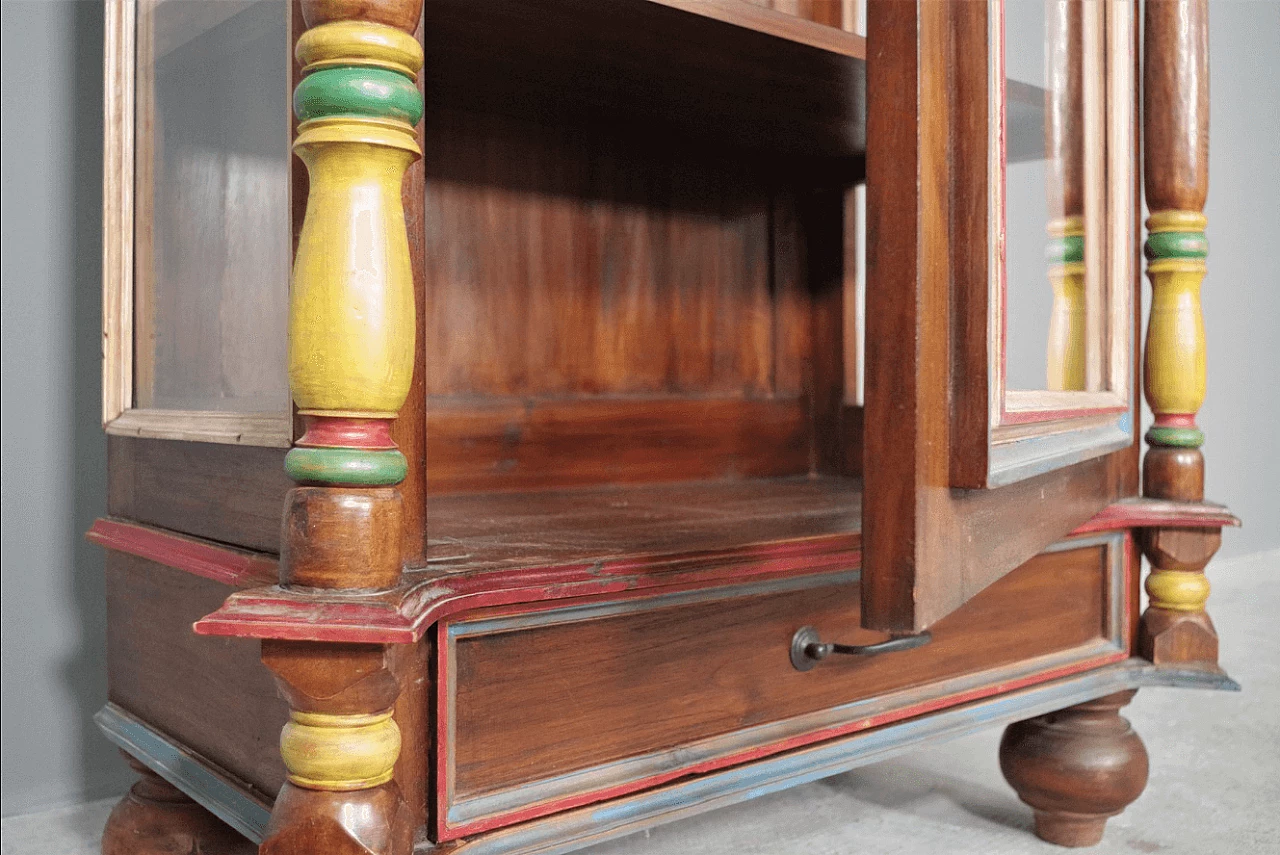 Hand-carved wooden display cabinet with door, 1970s 1372640
