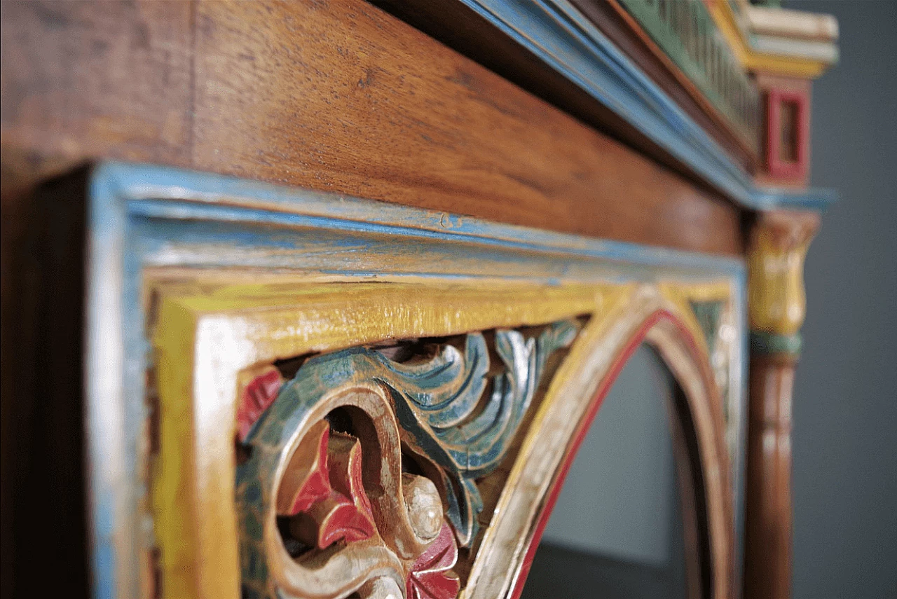 Hand-carved wooden display cabinet with door, 1970s 1372643