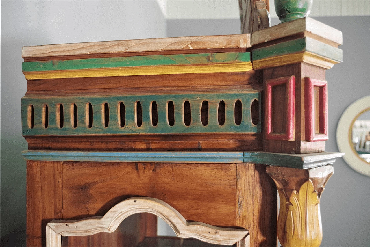 Hand-carved wooden display cabinet with door, 1970s 1372645