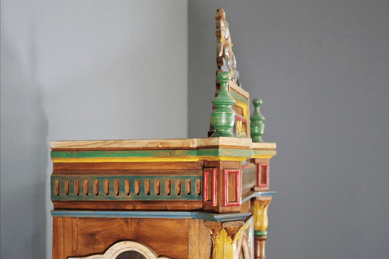 Hand-carved wooden display cabinet with door, 1970s 1372646