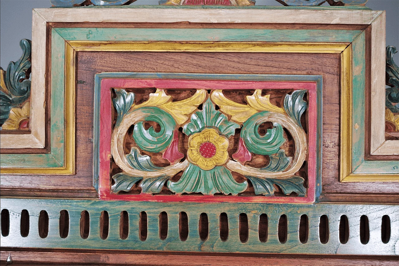 Hand-carved wooden display cabinet with door, 1970s 1372647