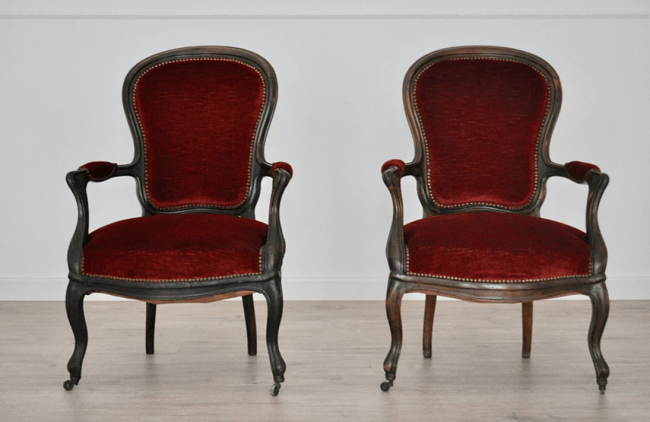 Coppia di poltrone in stile Luigi Filippo, fine '800 1372659