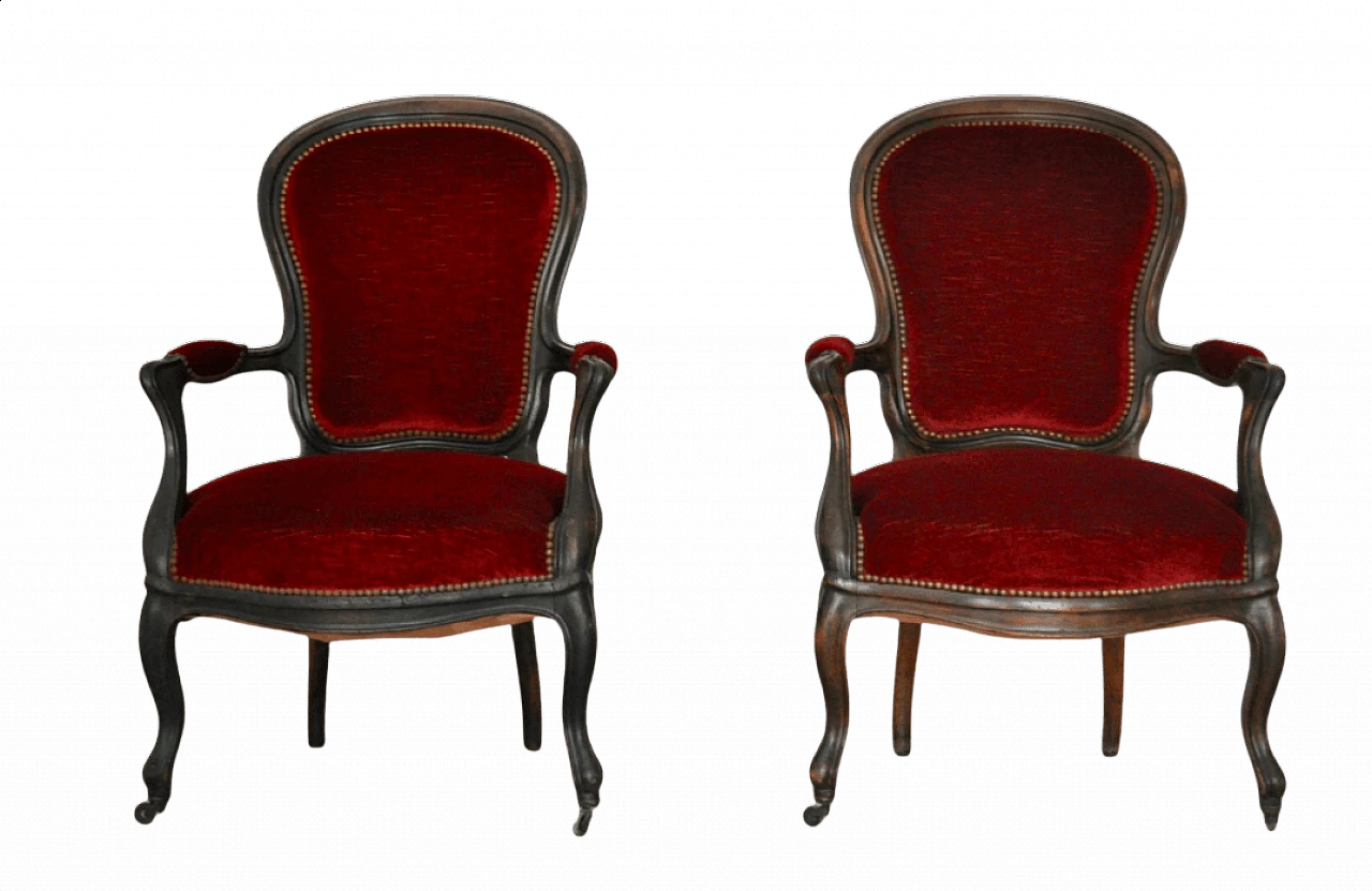Coppia di poltrone in stile Luigi Filippo, fine '800 1372668
