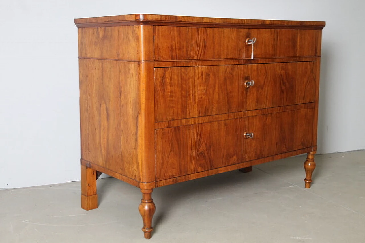 Charles X chest of drawers in solid walnut and slab drawers, Emilia, early '800 1372793