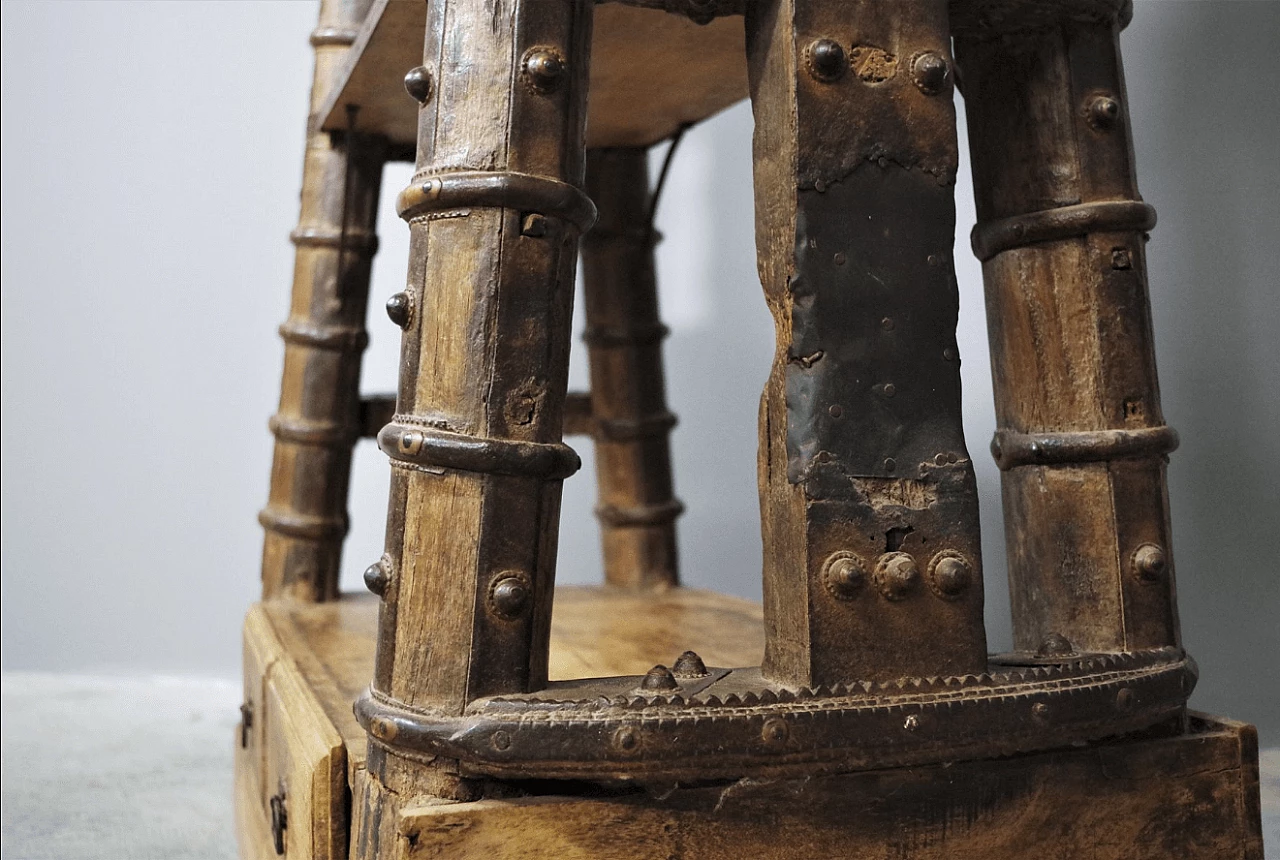 Indian teak bookcase recovered from an old wagon, 1980s 1372870