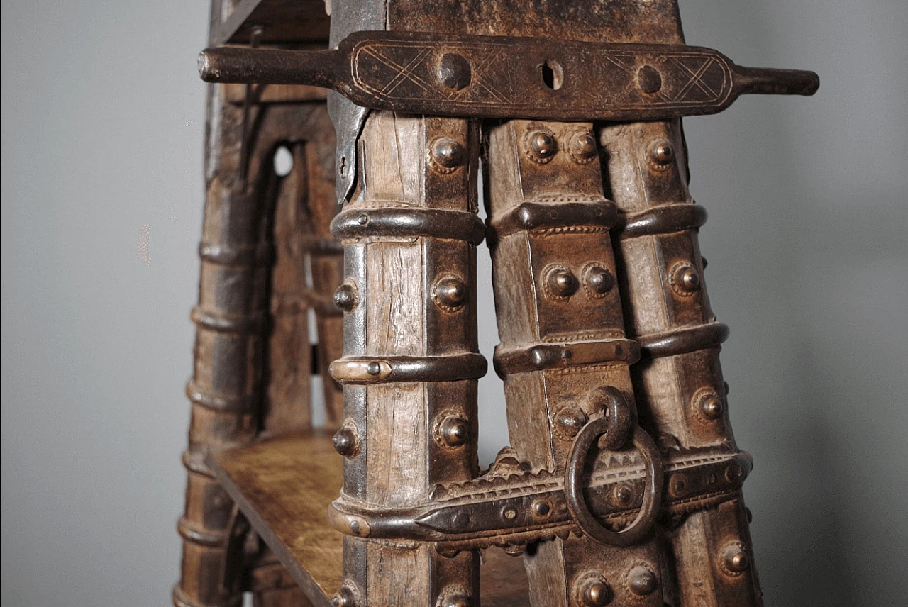 Indian teak bookcase recovered from an old wagon, 1980s 1372872