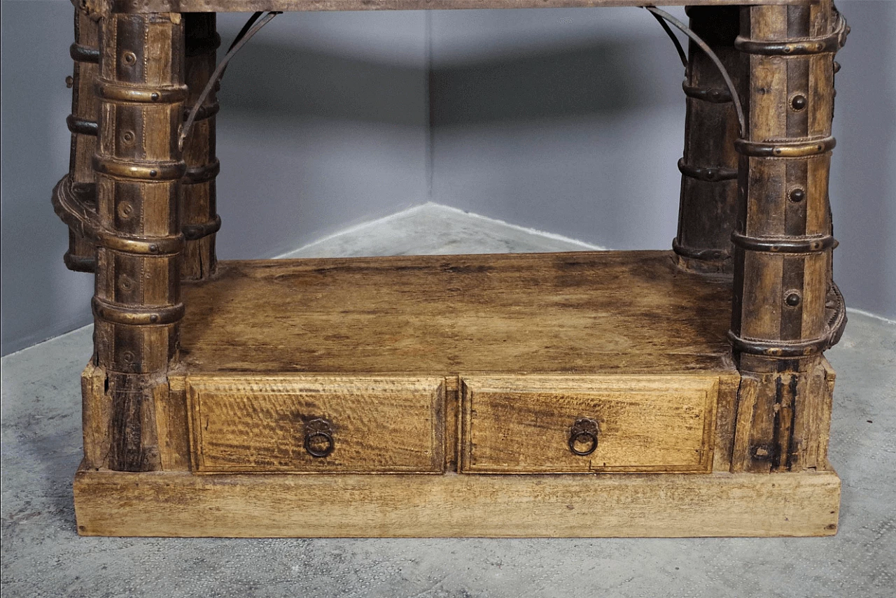 Indian teak bookcase recovered from an old wagon, 1980s 1372876