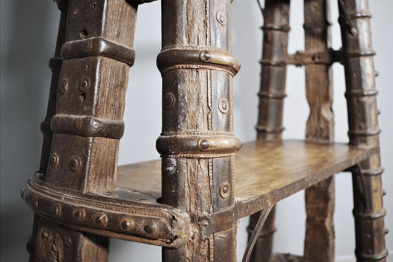 Indian teak bookcase recovered from an old wagon, 1980s 1372877