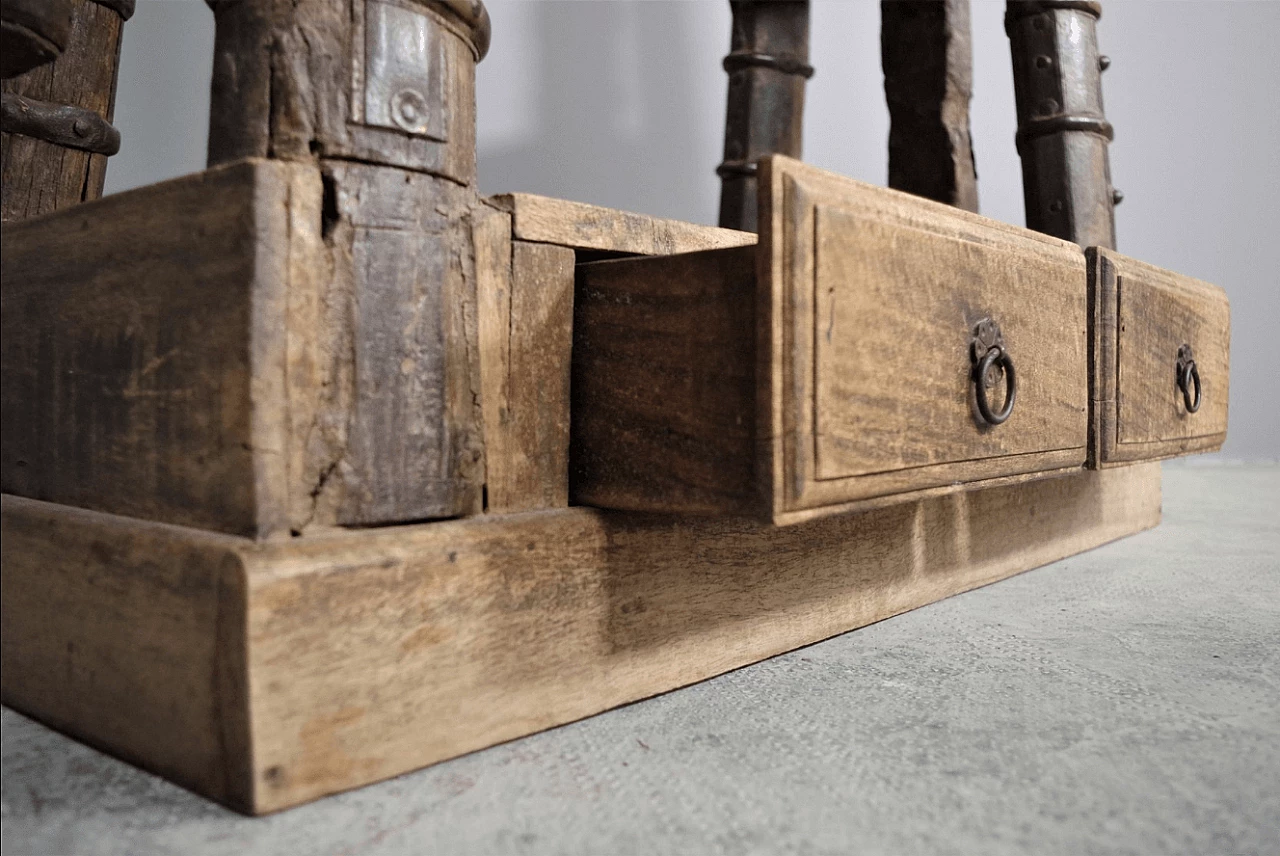 Indian teak bookcase recovered from an old wagon, 1980s 1372879