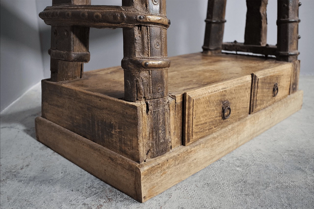 Indian teak bookcase recovered from an old wagon, 1980s 1372880