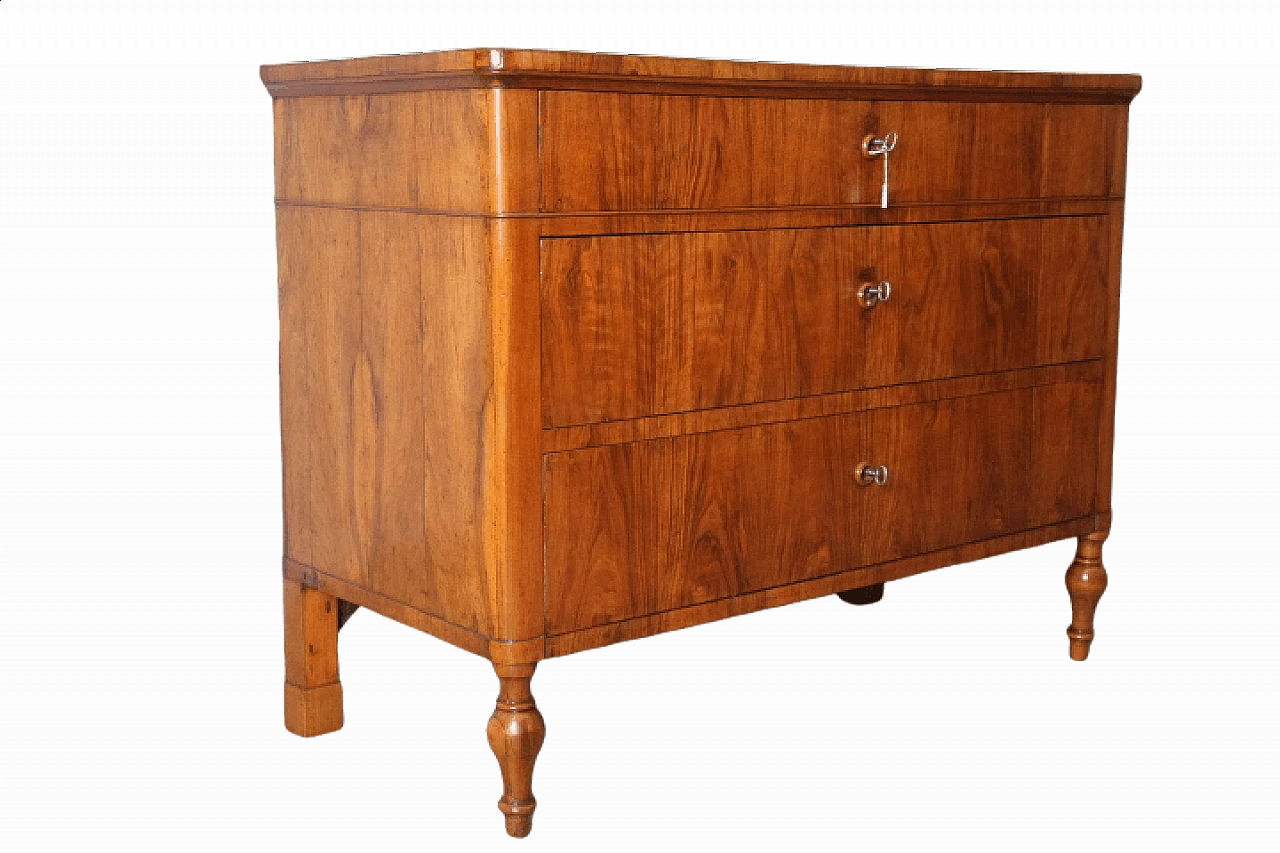 Charles X chest of drawers in solid walnut and slab drawers, Emilia, early '800 1372960