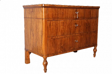 Charles X chest of drawers in solid walnut and slab drawers, Emilia, early '800