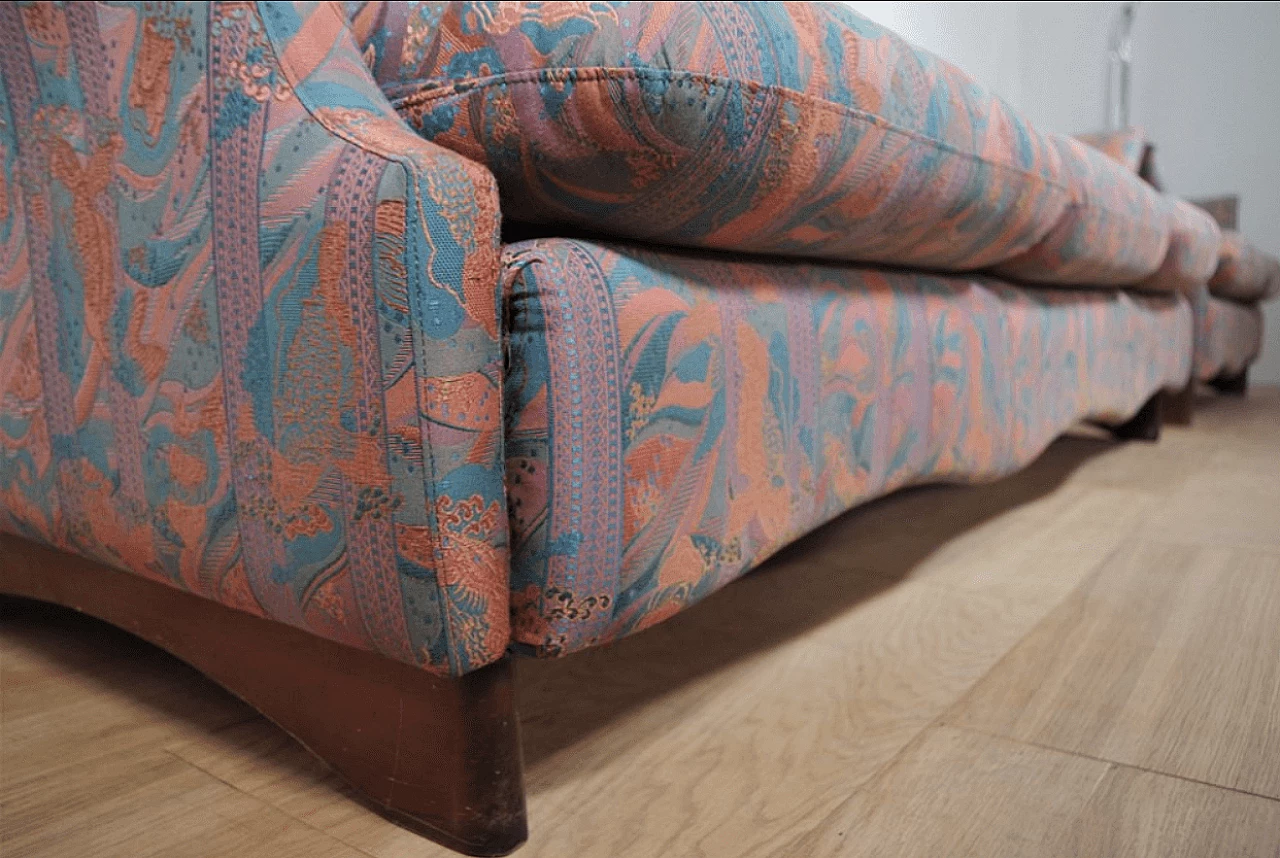 Pair of coloured sofas with wooden frame, 1970s 1372980