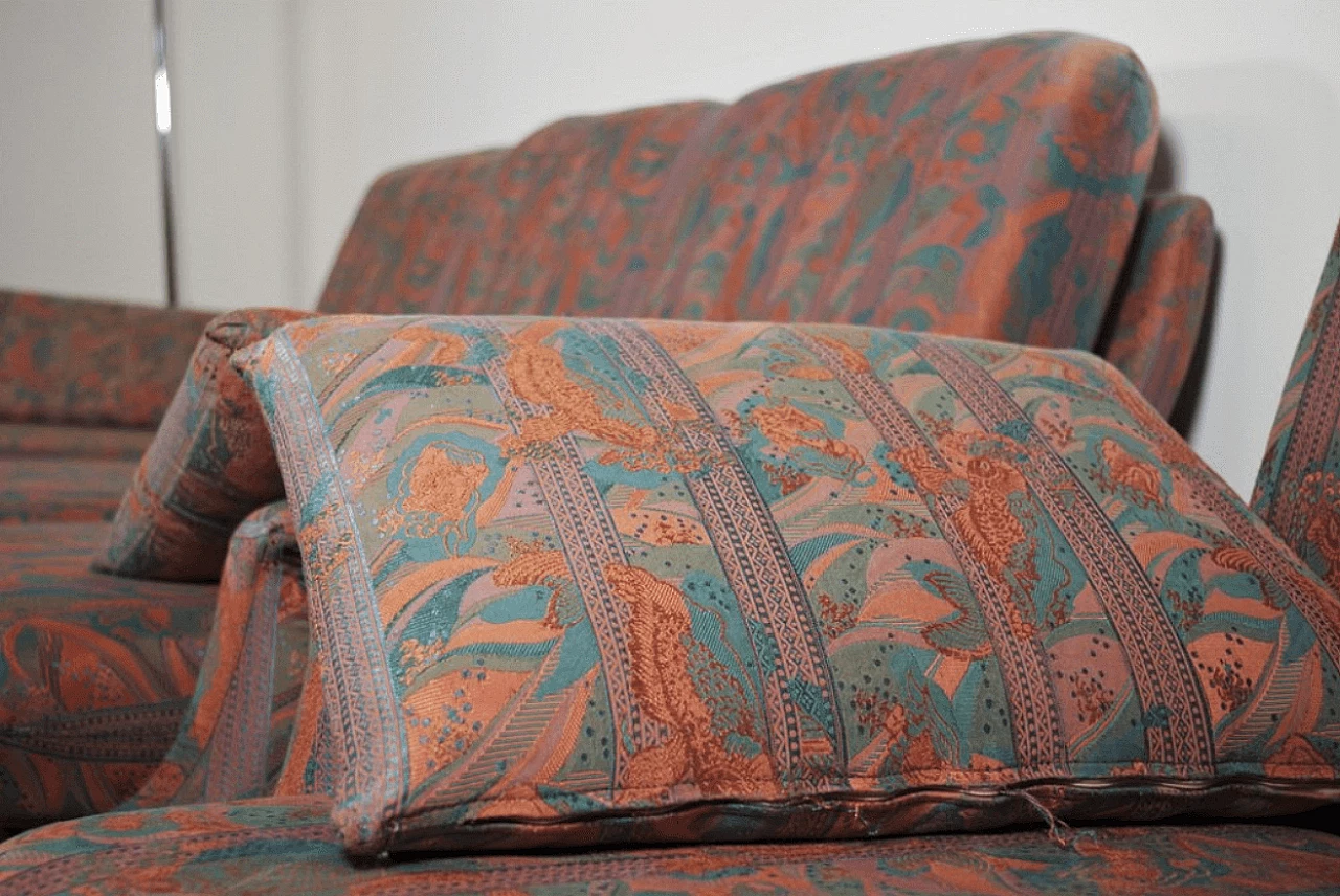 Pair of coloured sofas with wooden frame, 1970s 1372986