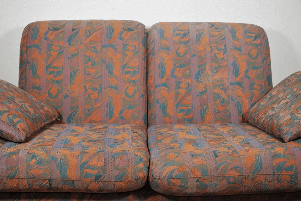 Pair of coloured sofas with wooden frame, 1970s 1372994