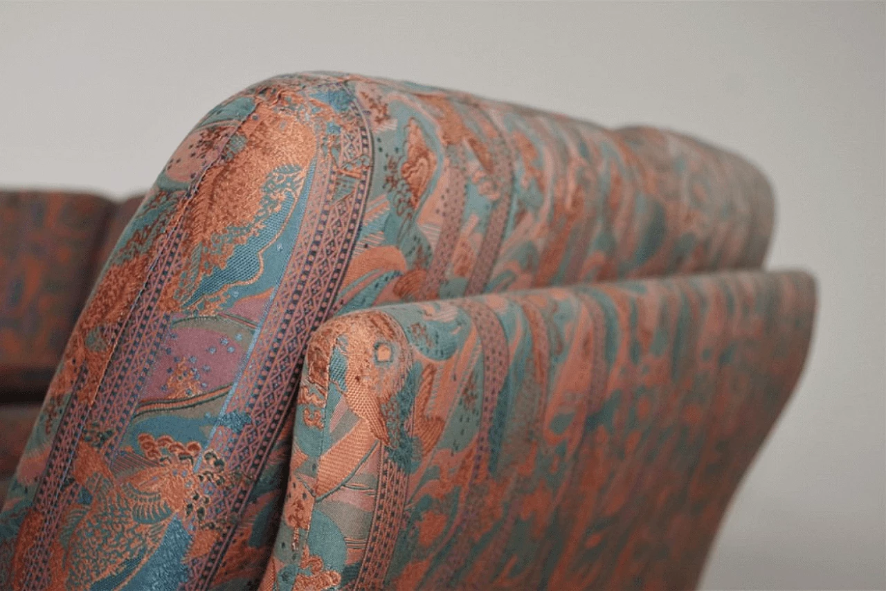 Pair of coloured sofas with wooden frame, 1970s 1372998