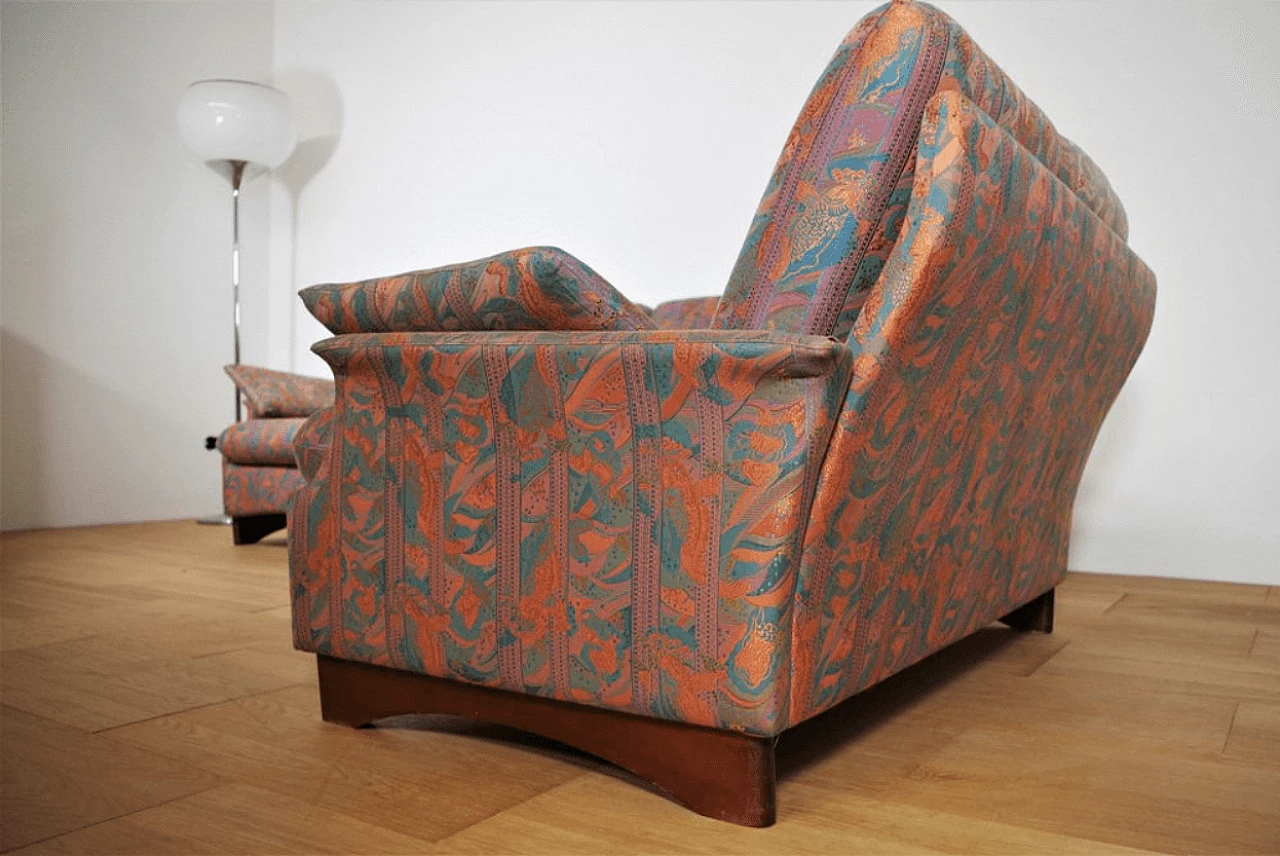 Pair of coloured sofas with wooden frame, 1970s 1372999