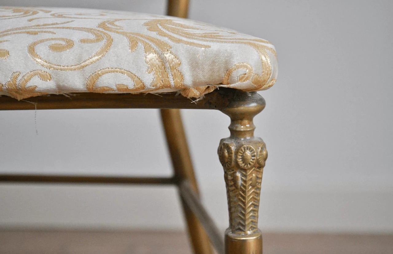 Pair of Chiavari brass chairs with satin seat, 1950s 1373119