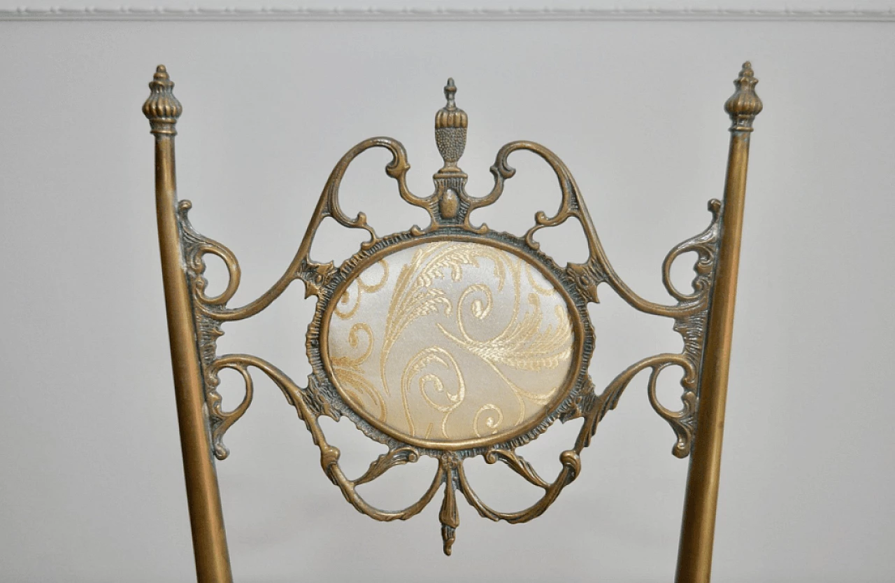 Pair of Chiavari brass chairs with satin seat, 1950s 1373120