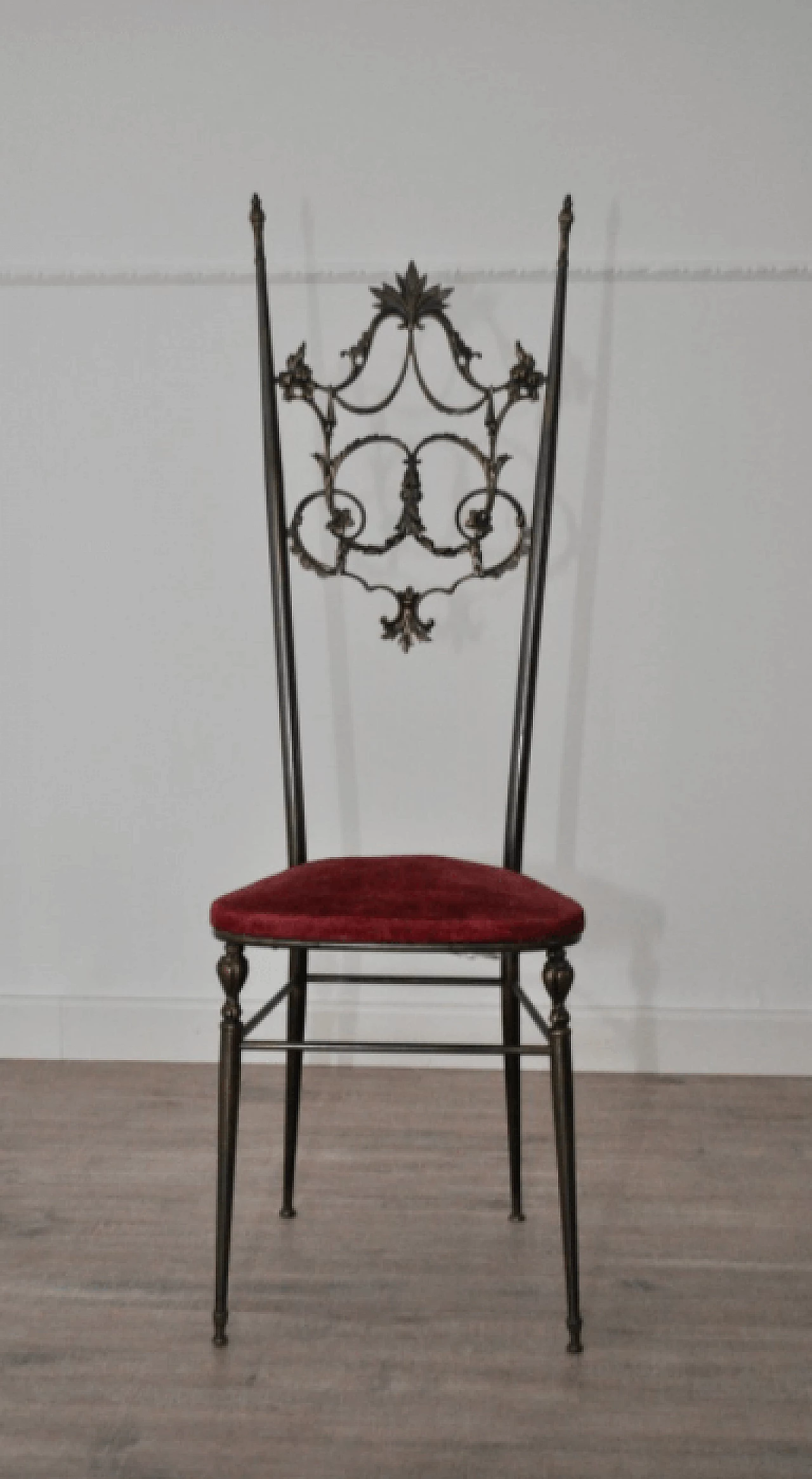 Pair of brass and velvet Chiavarine chairs, 1950s 1373138