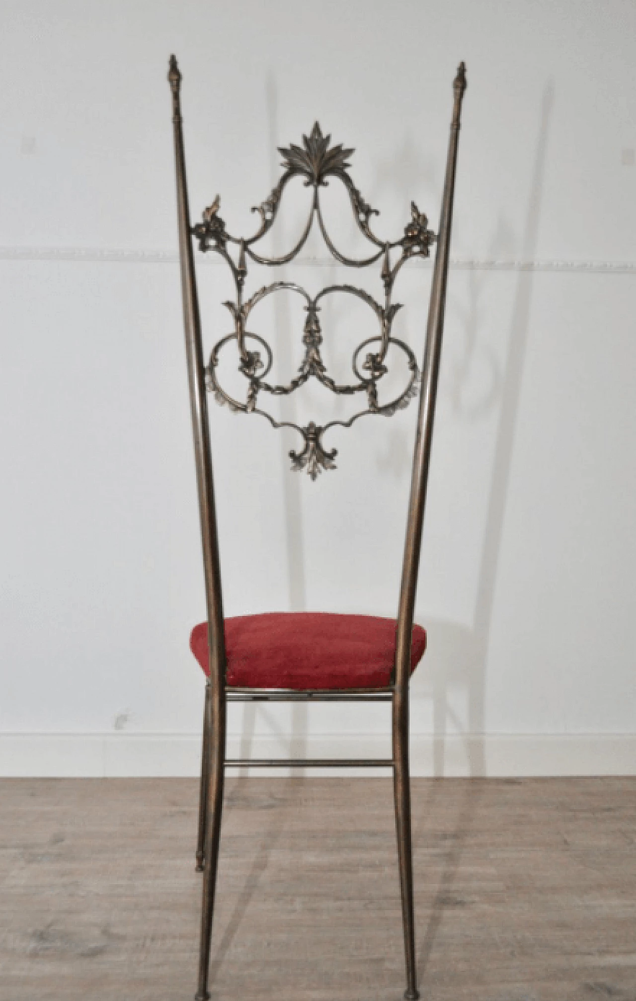 Pair of brass and velvet Chiavarine chairs, 1950s 1373143