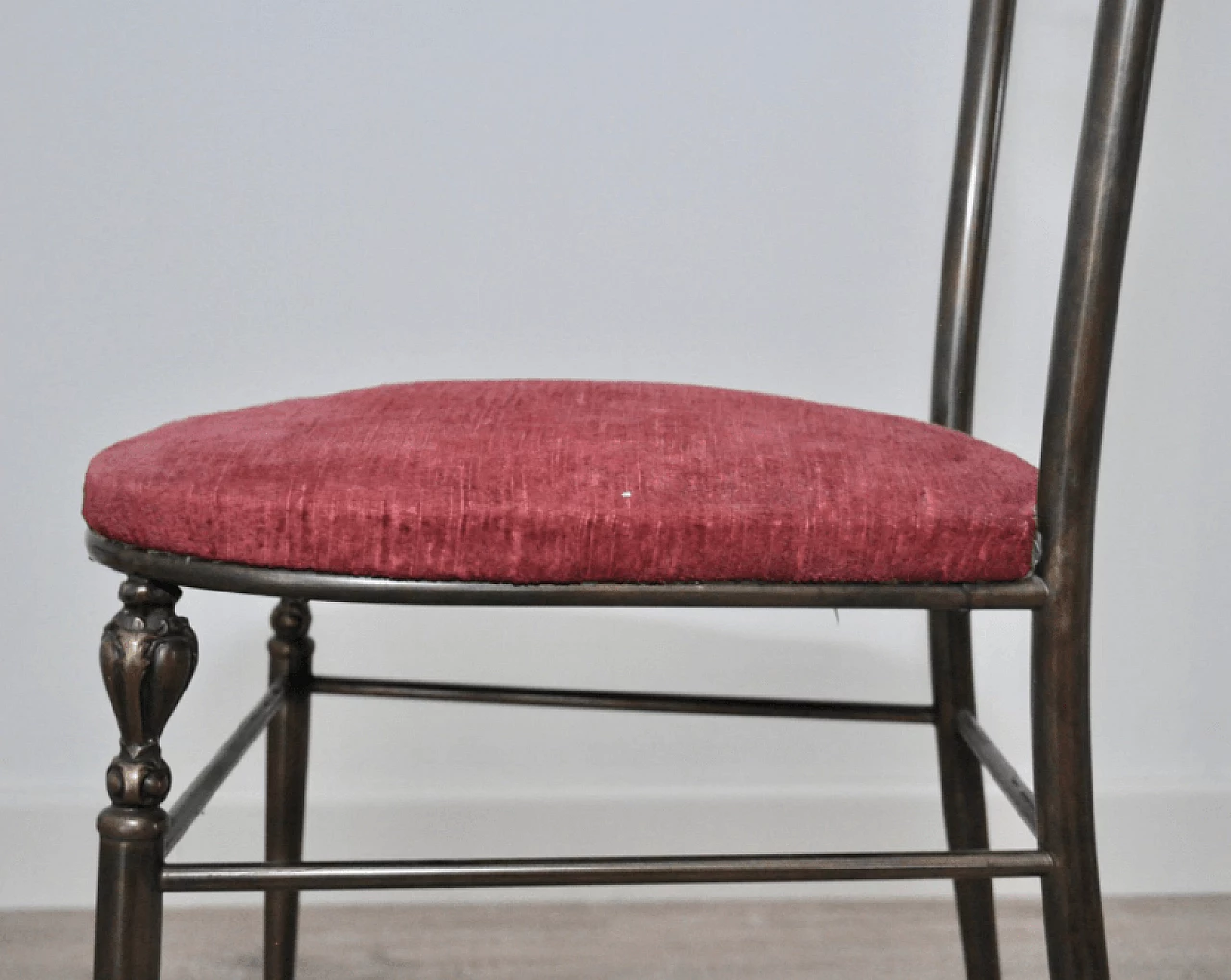 Pair of brass and velvet Chiavarine chairs, 1950s 1373147