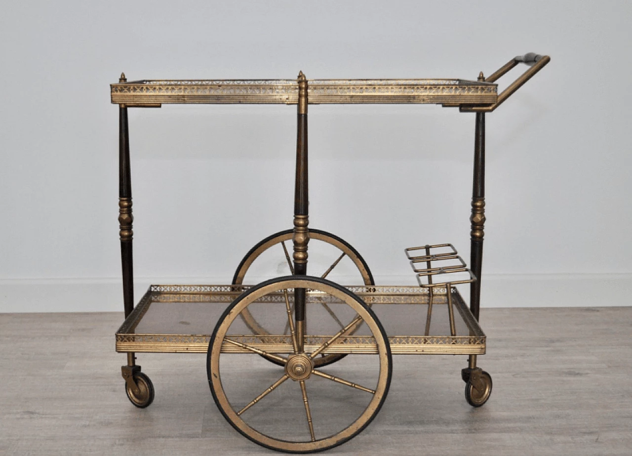 Mahogany and brass trolley, 1950s 1373165