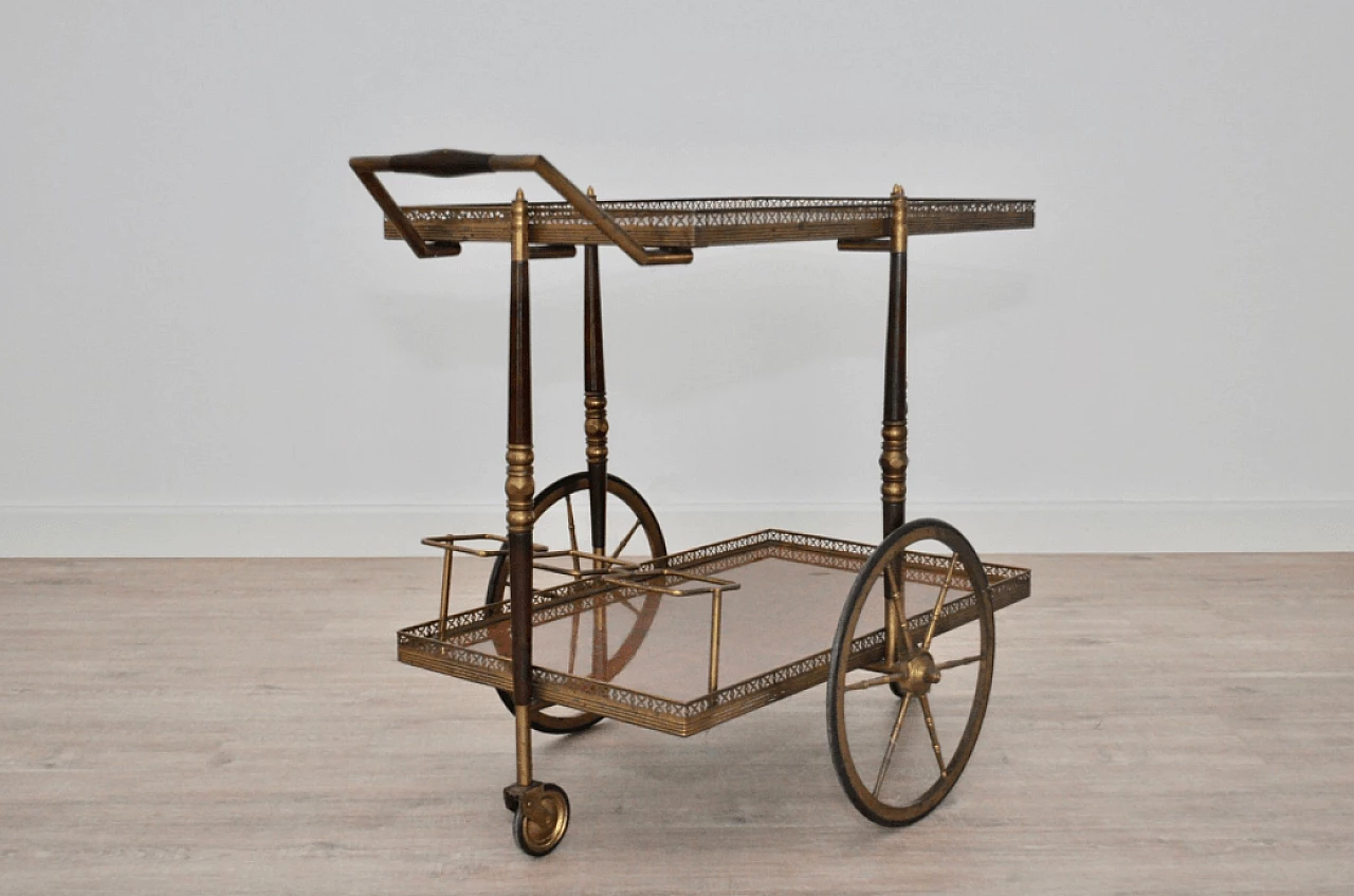 Mahogany and brass trolley, 1950s 1373166