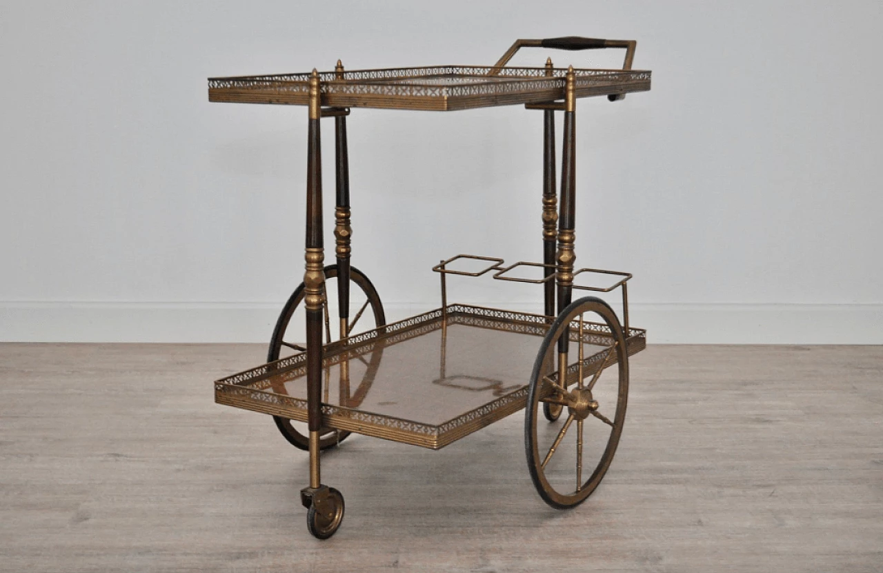 Mahogany and brass trolley, 1950s 1373168