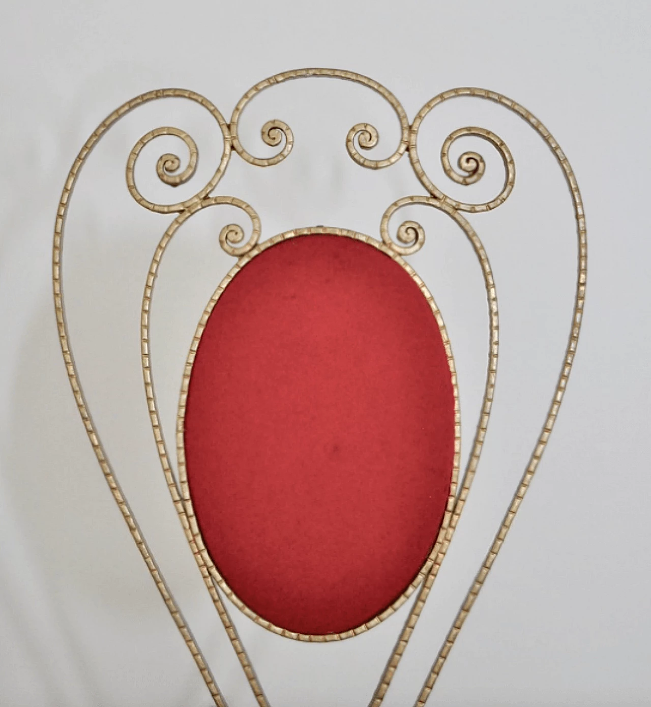 Coppia di sedie in ferro battuto e velluto, anni '70 1373213