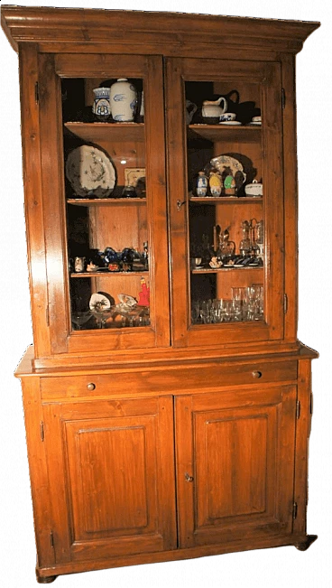 Lombard sideboard with double body and display case, end of '800