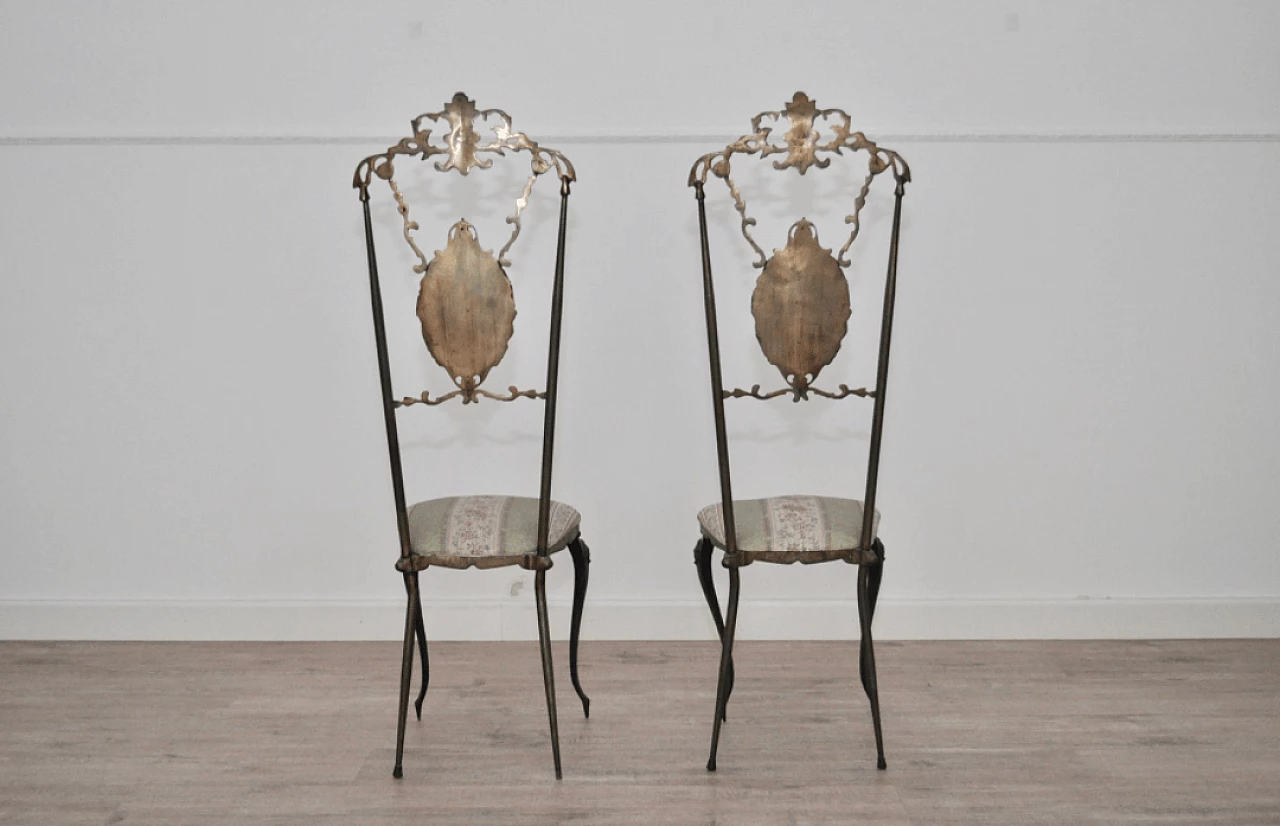 Pair of brass Chiavarine chairs with hand-engraved back, 1930s 1373309