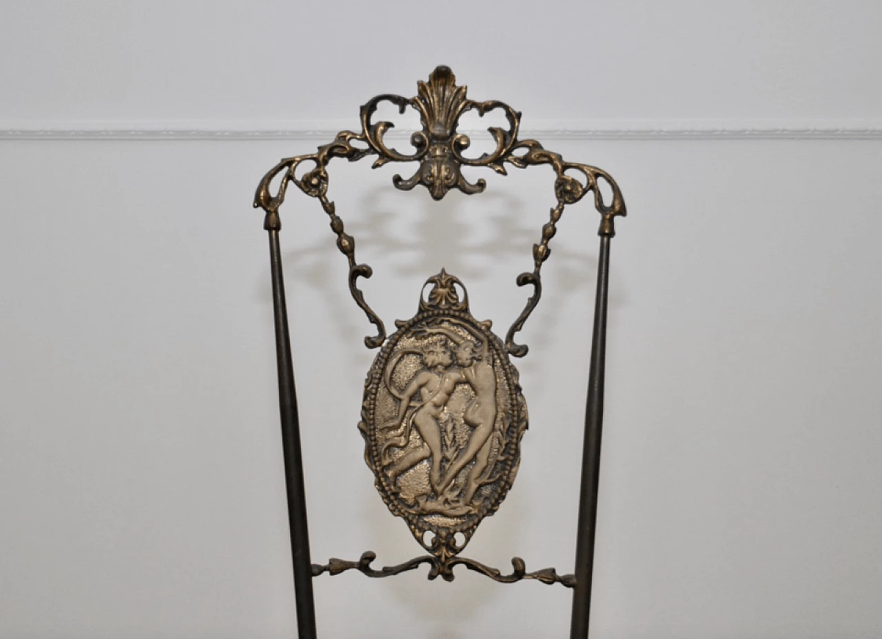 Pair of brass Chiavarine chairs with hand-engraved back, 1930s 1373313