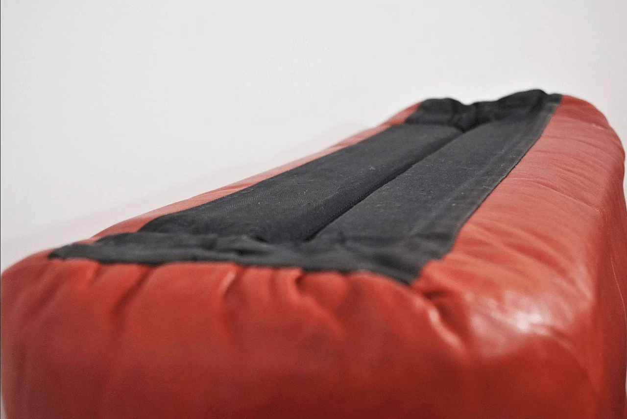 Coppia di divani e pouf Techniform in pelle arancione di Mario Marenco per Arflex, anni '70 1373346