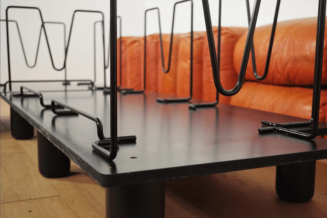 Coppia di divani e pouf Techniform in pelle arancione di Mario Marenco per Arflex, anni '70 1373350