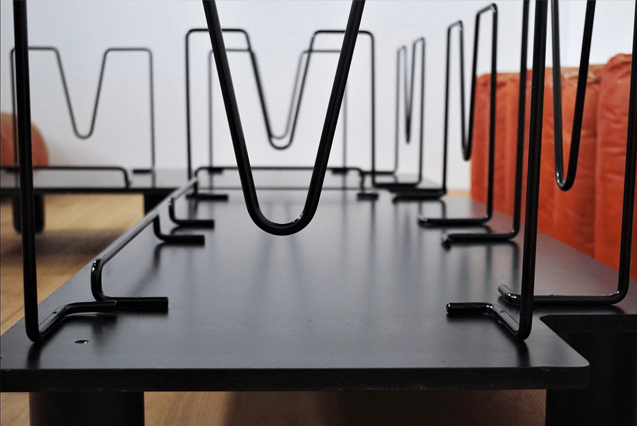 Coppia di divani e pouf Techniform in pelle arancione di Mario Marenco per Arflex, anni '70 1373351