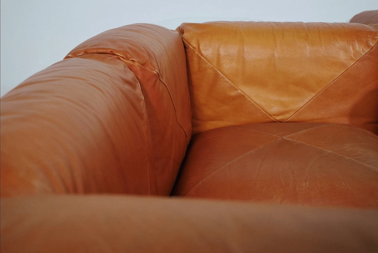 Pair of Techniform sofas and pouf in orange leather by Mario Marenco for Arflex, 1970s 1373369