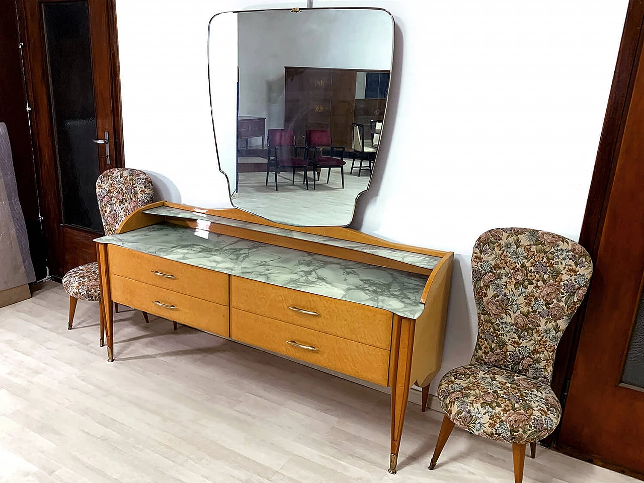 Chest of drawers with mirror in Gio Ponti style, 1950s 1373568