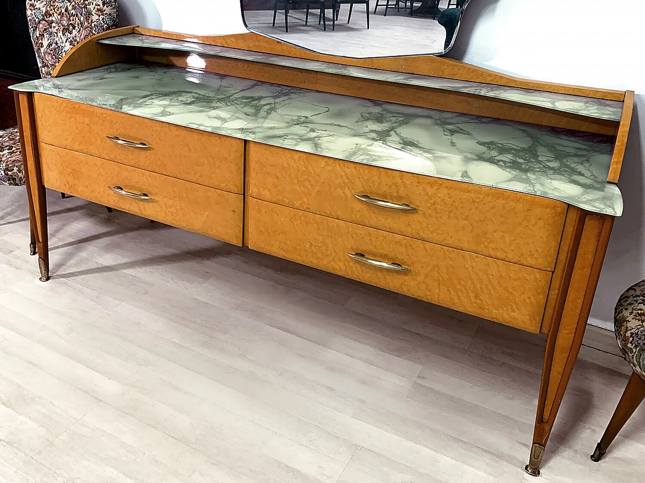 Chest of drawers with mirror in Gio Ponti style, 1950s 1373570