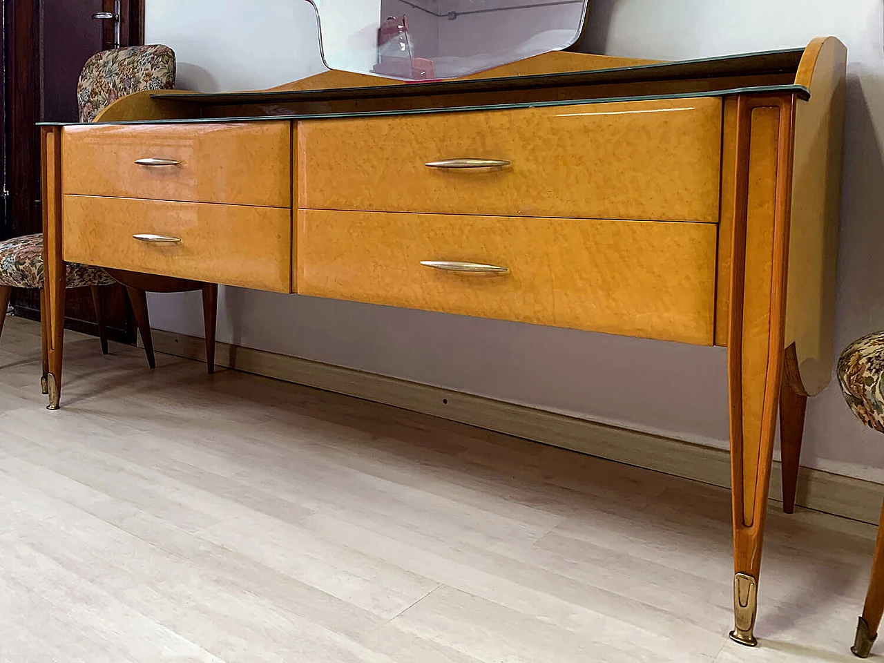 Chest of drawers with mirror in Gio Ponti style, 1950s 1373571