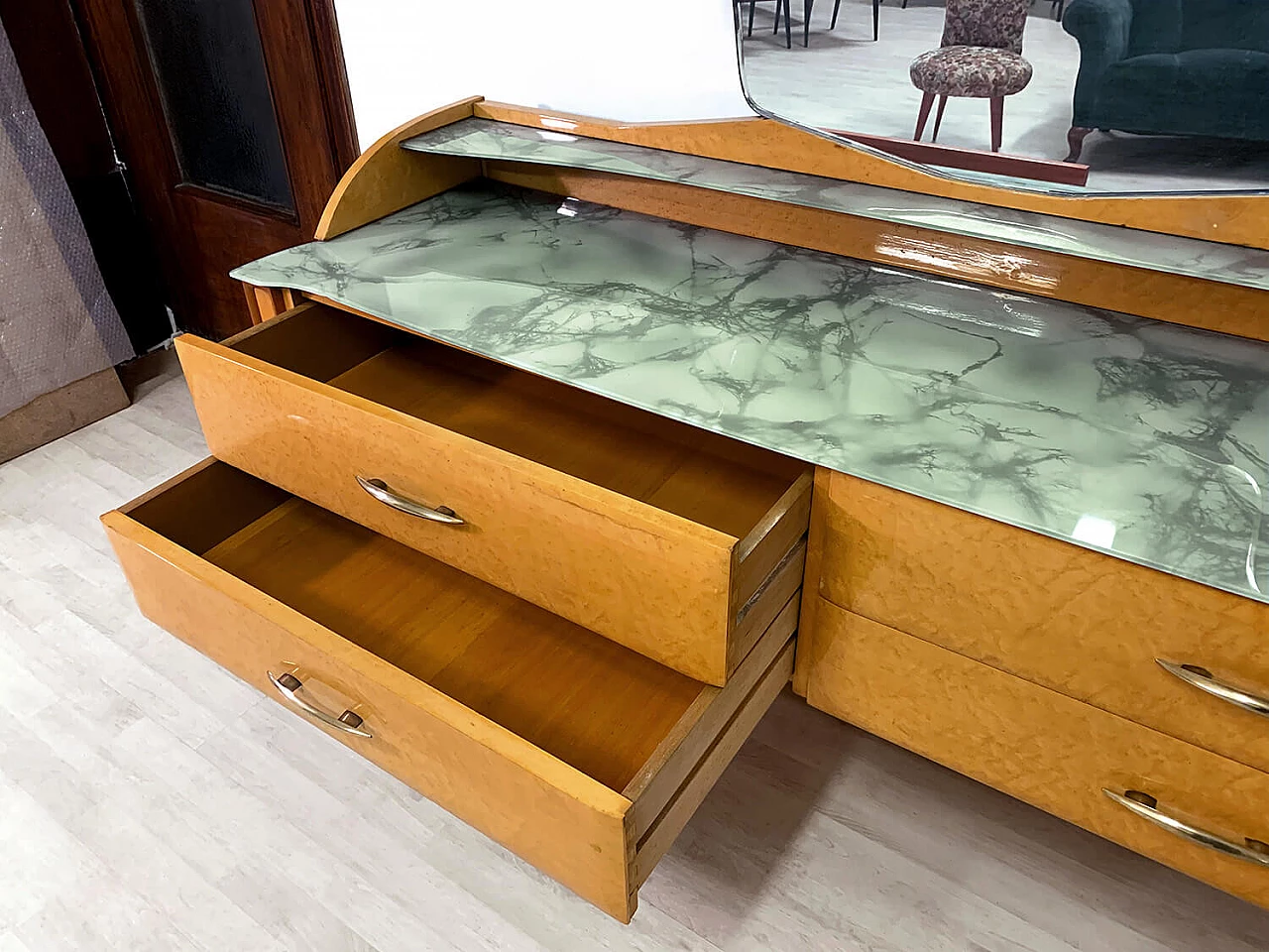 Chest of drawers with mirror in Gio Ponti style, 1950s 1373576