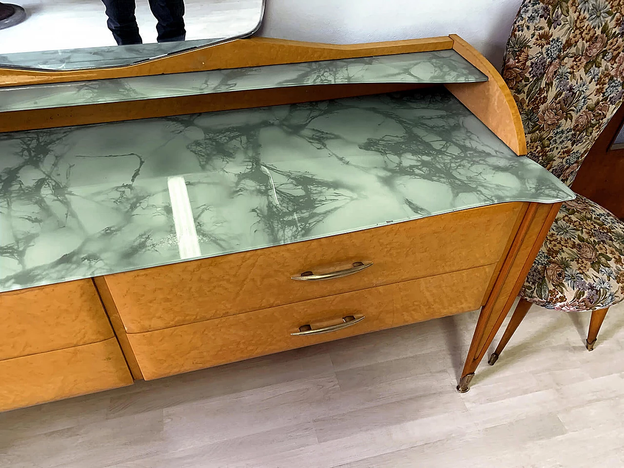 Chest of drawers with mirror in Gio Ponti style, 1950s 1373581