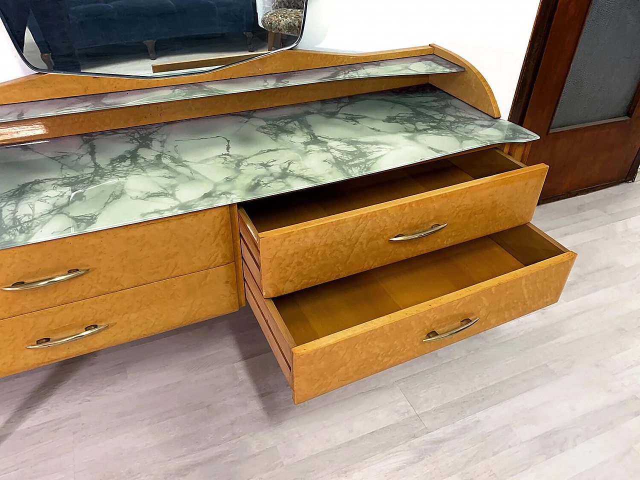 Chest of drawers with mirror in Gio Ponti style, 1950s 1373582