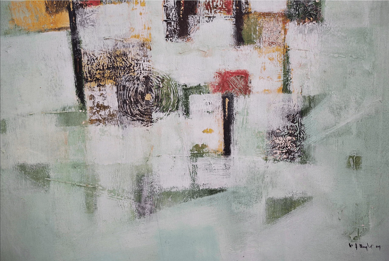 Dipinto astratto su tela, anni 2000 1373704