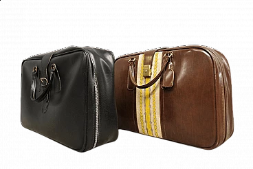 Pair of leather suitcases, 1950s