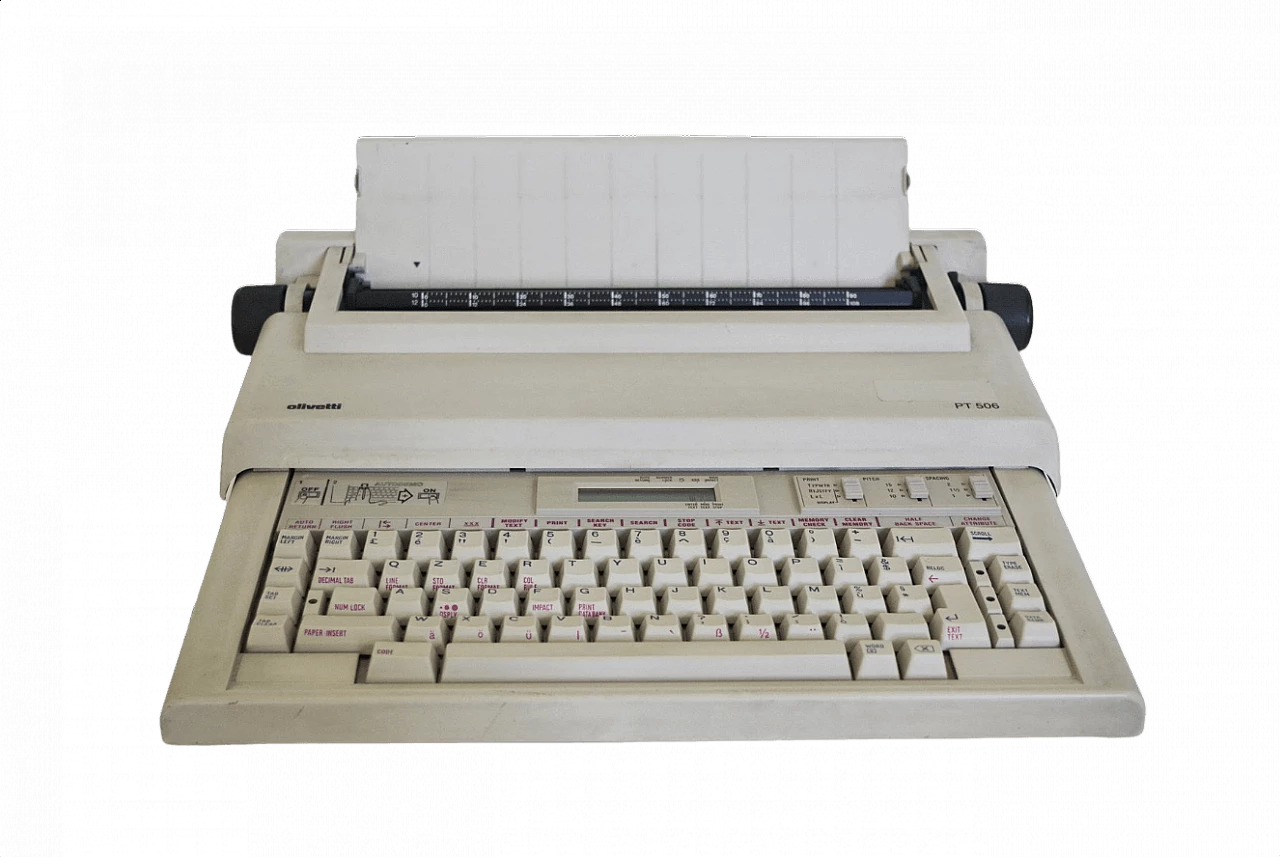 Macchina da scrivere elettronica PT-506 di Olivetti, anni '80 1373783