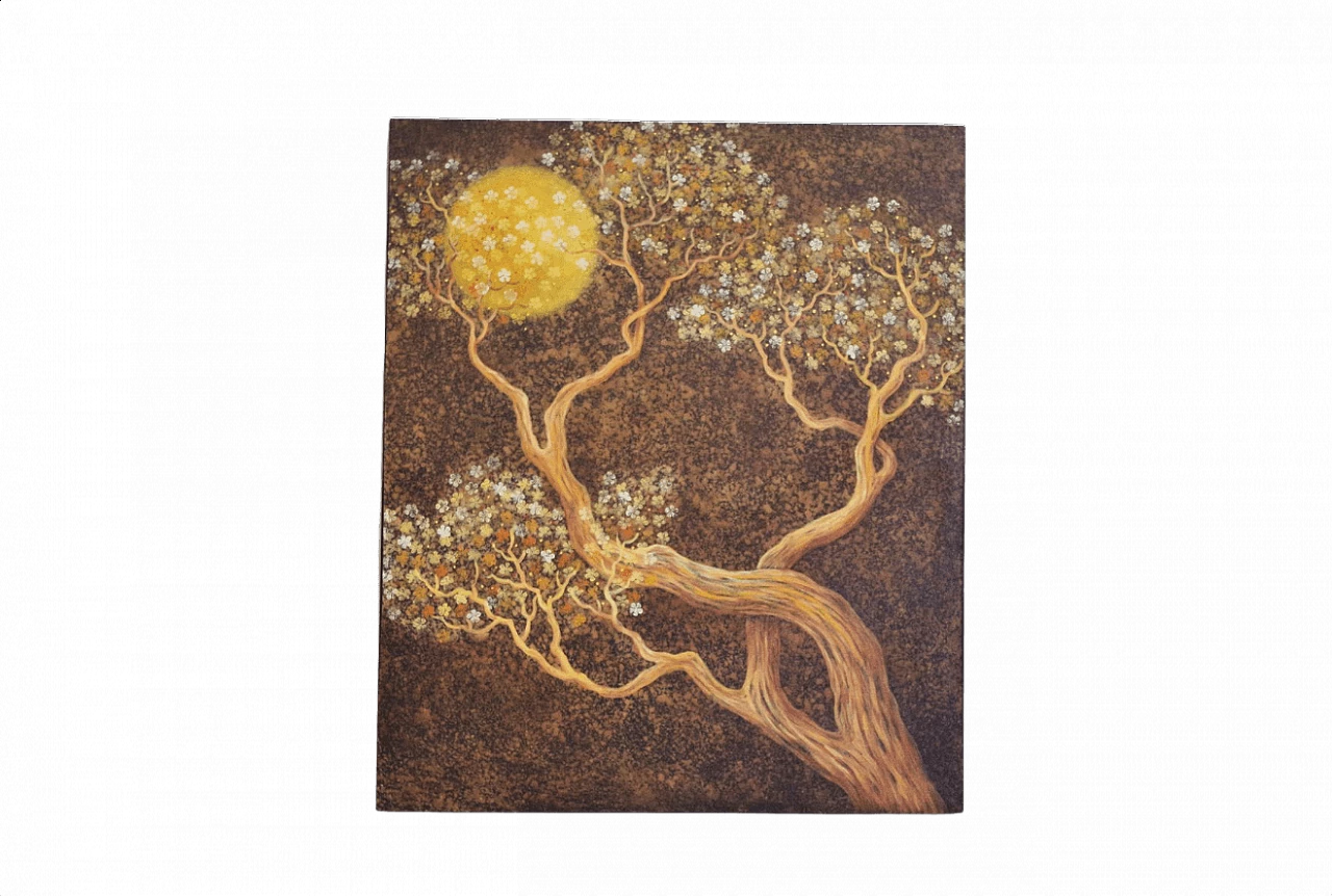 Dipinto ad albero dipinto a mano su tela, anni 2000 1373871