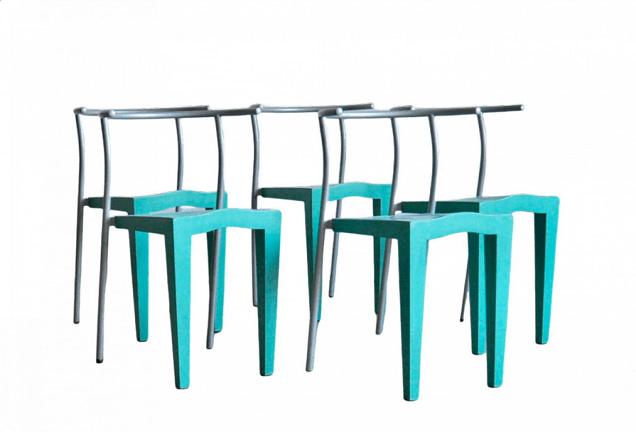 5 Sedie in metallo e plastica di Philippe Starck per Kartell, anni '80 1373898